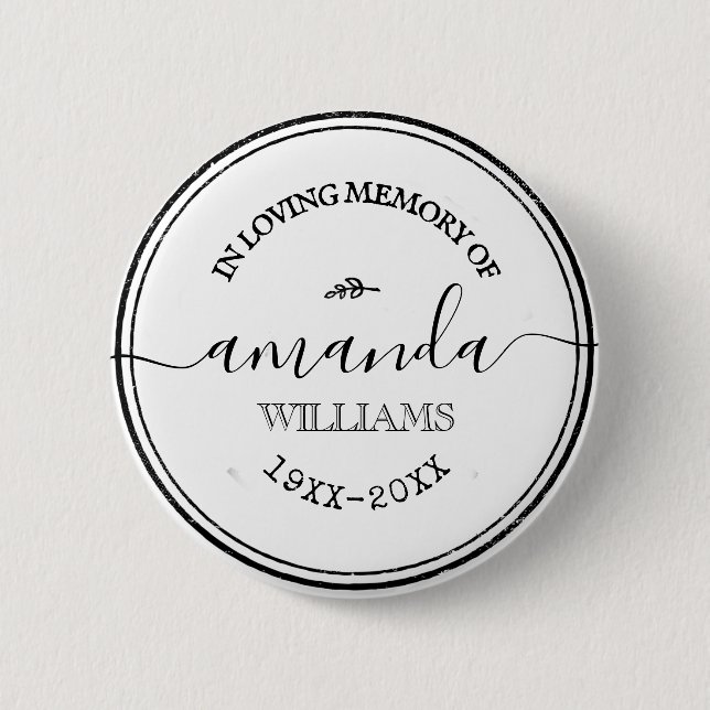 Benutzerdefinierter Text Stilvolle White Funeral G Button (Vorderseite)