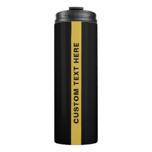 Benutzerdefinierter Text Stylisch Schwarz Metallic Thermosbecher