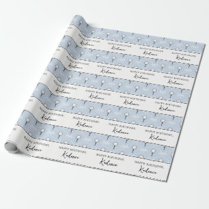 Benutzerdefinierter Text Süße blaue weiße Schleife Geschenkpapier