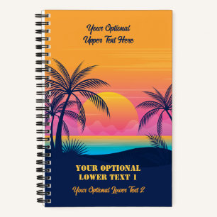 Benutzerdefinierter Text Tropeninsel Sonnenset Notizbuch