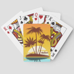Benutzerdefinierter Text Tropeninsel Sonnenset Spielkarten