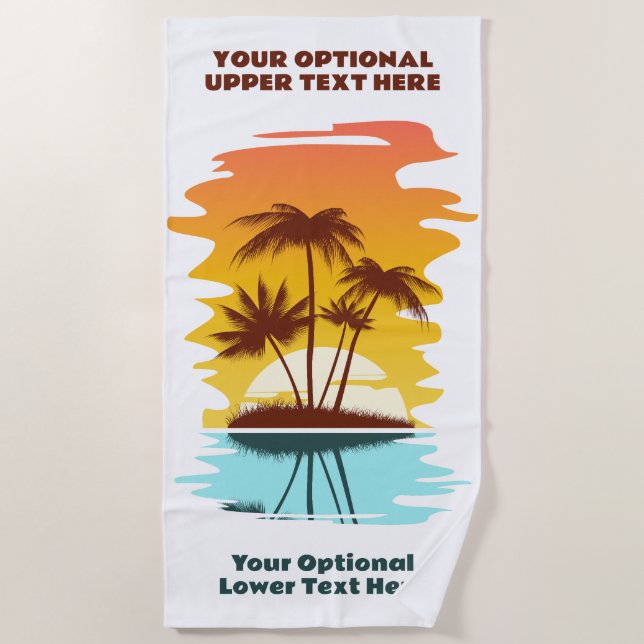 Benutzerdefinierter Text Tropeninsel Sonnenset Strandtuch (Vorderseite)