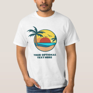 Benutzerdefinierter Text Tropeninsel Sonnenset T-Shirt