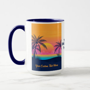 Benutzerdefinierter Text Tropeninsel Sonnenset Tasse