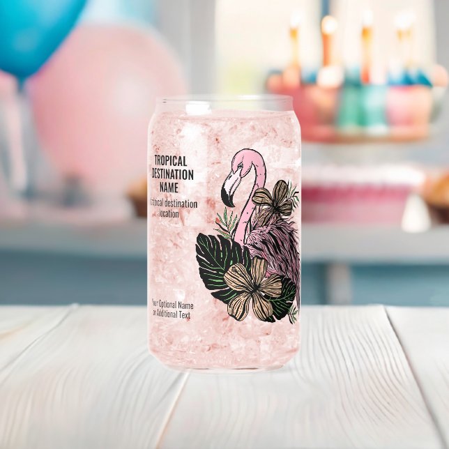 Benutzerdefinierter Text tropischer Flamingo Dosenglas (Insitu (Baby Party))