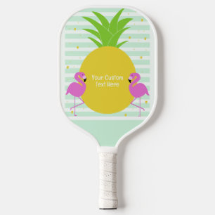 Benutzerdefinierter Text tropischer Flamingos Pickleball Schläger
