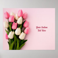 Benutzerdefinierter Text Tulpen auf Rosa