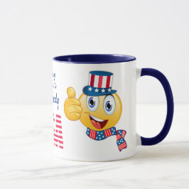 Benutzerdefinierter Text Uncle Sam Emoji mit Hut u Tasse