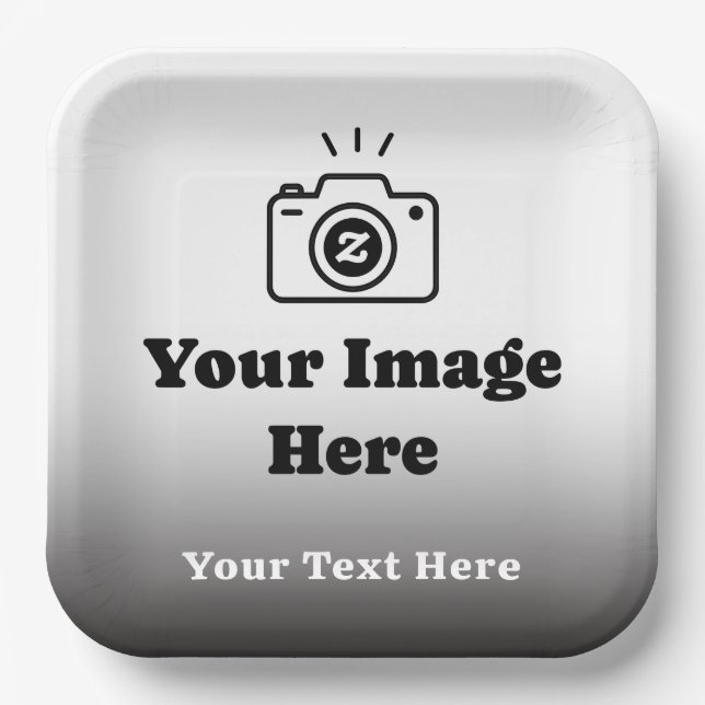 Benutzerdefinierter Text und Bild mit Farbverlauf  Pappteller (Vorderseite)
