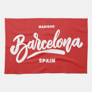 Benutzerdefinierter Text und Farbe Barcelona Geschirrtuch