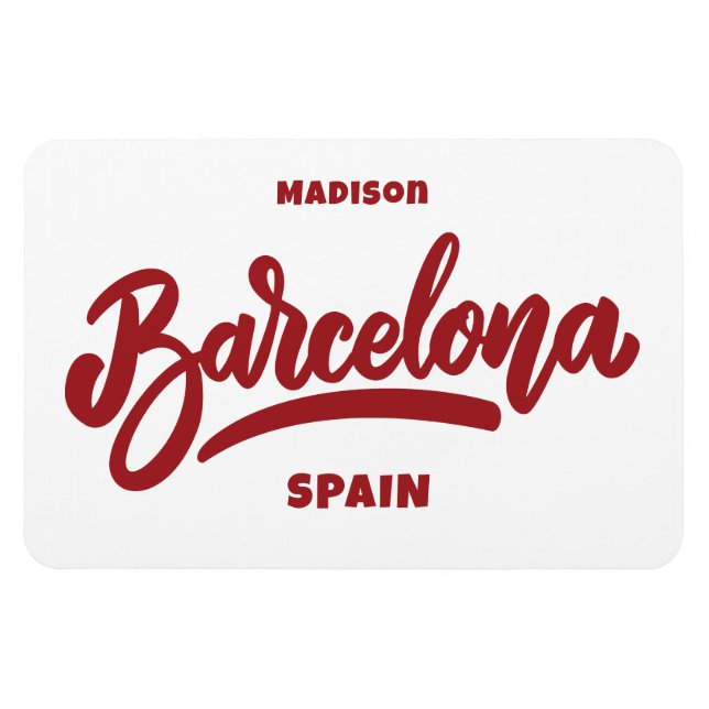 Benutzerdefinierter Text und Farbe Barcelona Magnet (Horizontal)