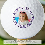 Benutzerdefinierter Text und Farbe für personalisi Golfball<br><div class="desc">Entwerfen Sie einzigartige, personalisierte Golfbälle mit Ihrem Foto oder Logo und mit eigenem Text und Farbe (lila dargestellt) für den Golfliebhaber, den Sie kennen. HILFE: Für Hilfe bei der Modifikation oder Personalisierung des Designs, bei Farbänderungen, bei der Größenänderung, bei der Übertragung des Designs auf ein anderes Produkt oder bei der...</div>