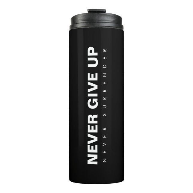 Benutzerdefinierter Text und Farbe geben niemals a Thermosbecher (Vorderseite)