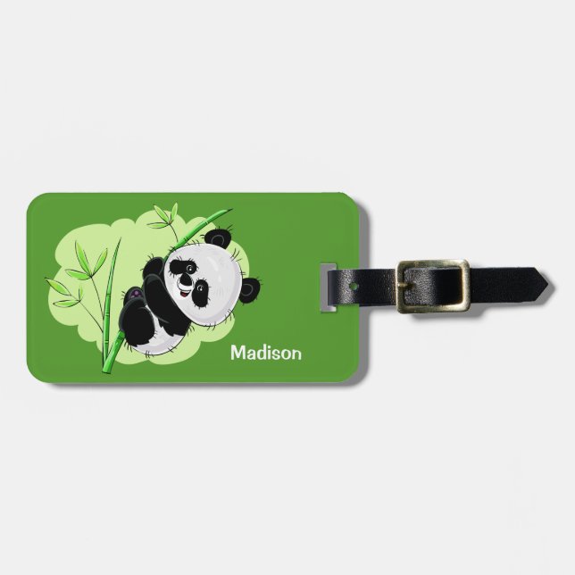 Benutzerdefinierter Text und Farbe Panda Gepäckanh Gepäckanhänger (Vorderseite horizontal)