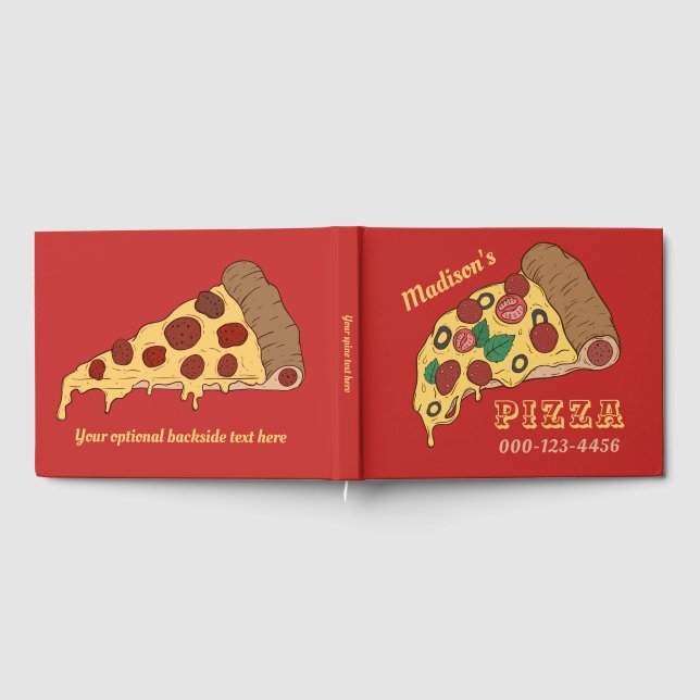 Benutzerdefinierter Text und Farbe PIZZA Gästebuch (Voll)