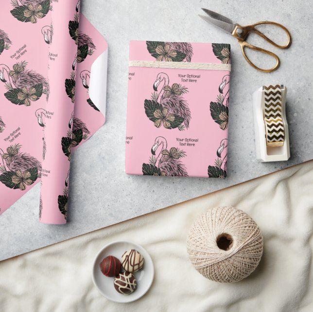 Benutzerdefinierter Text- und Farbrosa Flamingo Geschenkpapier (Kunsthandwerk)