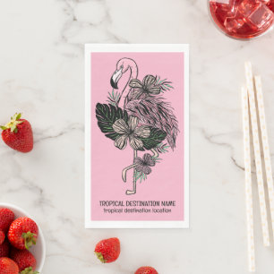 Benutzerdefinierter Text- und Farbrosa Flamingo Serviette