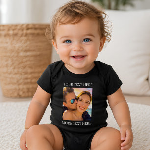 Benutzerdefinierter Text und Foto Baby Strampler