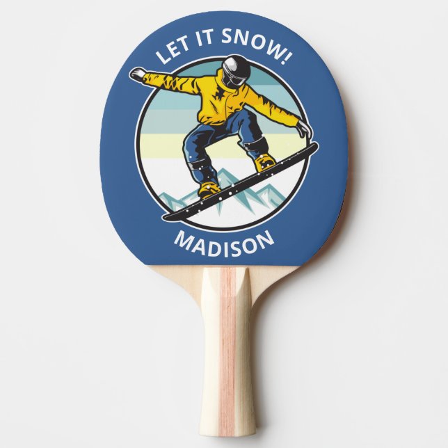 Benutzerdefinierter Text und Name SNOWBOARD Tischtennis Schläger (Vorderseite)