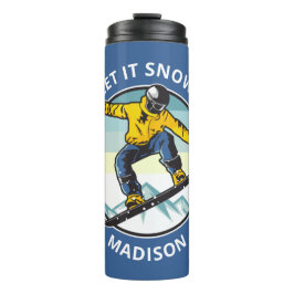 Benutzerdefinierter Text und Name SNOWBOARDER Thermosbecher