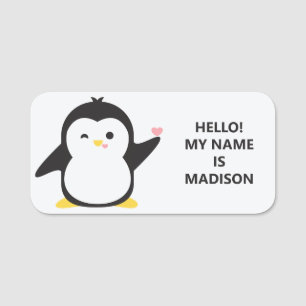 Benutzerdefinierter Text- und niedlicher Pinguin Namensschild
