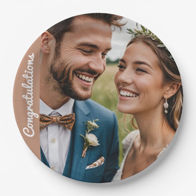 benutzerdefinierter Text und personalisiertes Foto Pappteller (Vorderseite)
