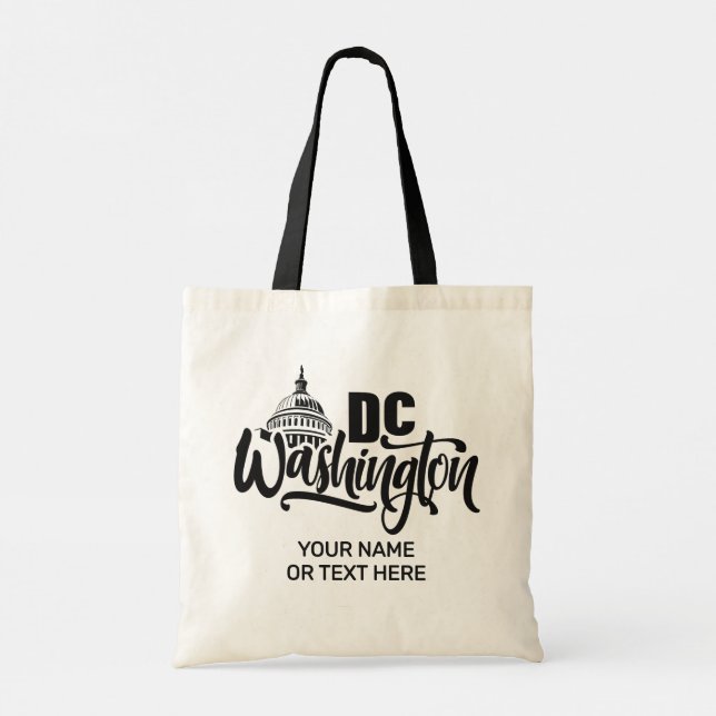 Benutzerdefinierter Text Washington DC Tragetasche (Rückseite)