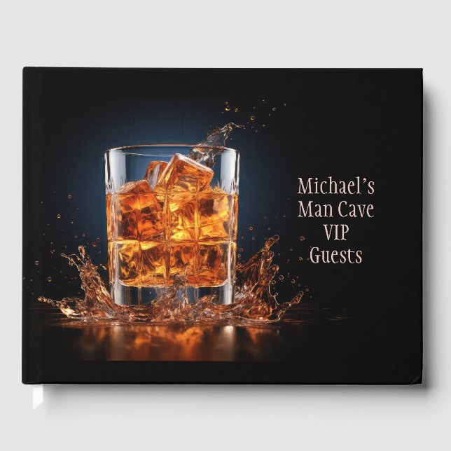 Benutzerdefinierter Text-Whiskey auf den Felsen Gästebuch (Vorderseite)