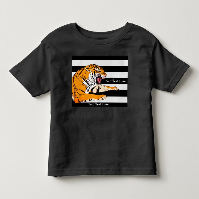 Benutzerdefinierter Text/ Wilde Tiger Rawr Zoo Str Kleinkind T-shirt (Vorderseite)