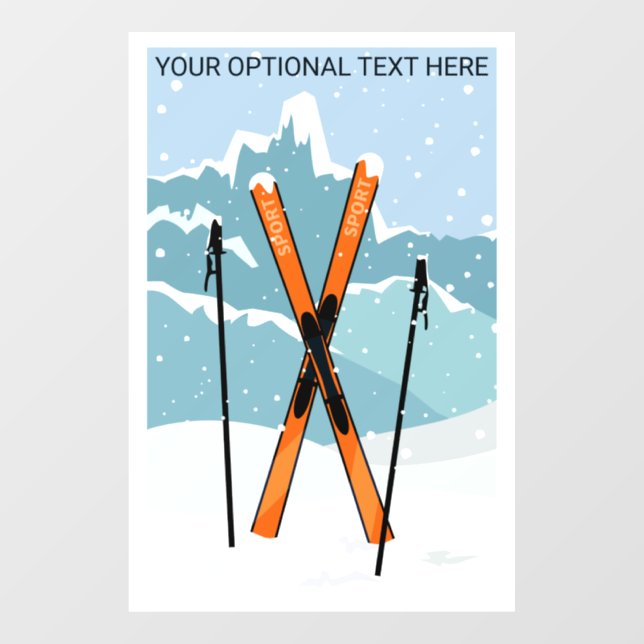 Benutzerdefinierter Text Winter Skiing Fensteraufkleber (Blatt)
