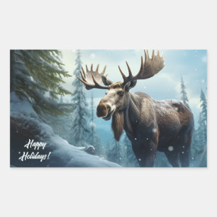 Benutzerdefinierter Text Wintermoose Rechteckiger Aufkleber