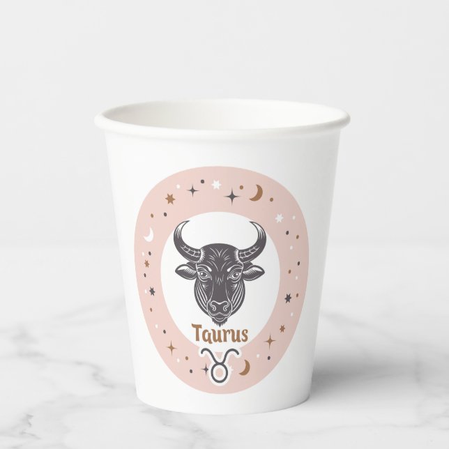Benutzerdefinierter Text Zodiac Signrus Taurus Pappbecher (Vorderseite)