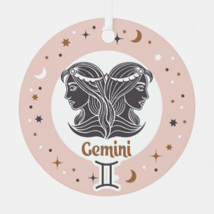 Benutzerdefinierter Text Zodiac-Zeichen Gemini Ornament Aus Metall