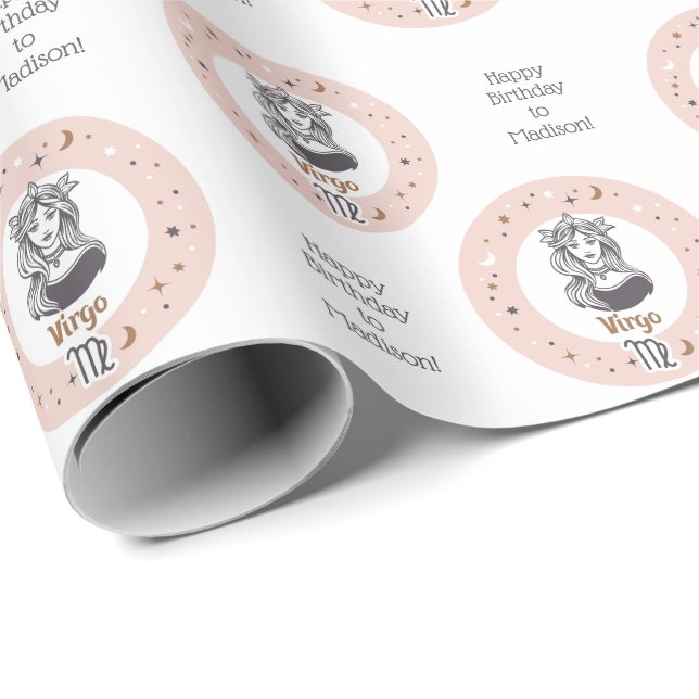 Benutzerdefinierter Text - Zodiac-Zeichen Geschenkpapier (Rolleneckpunkt)