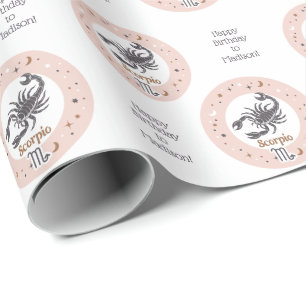 Benutzerdefinierter Text Zodiac-Zeichen-Scorpio Geschenkpapier