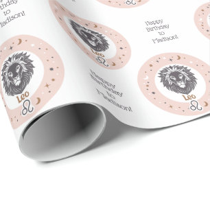 Benutzerdefinierter Text Zodiac-Zeichenleo Geschenkpapier