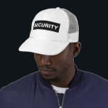 Benutzerdefinierter TextModerne Unisex FrauenMens  Truckerkappe<br><div class="desc">Eigene Aufnahme Image Company Logo Text hier Modernes elegantes Template Herren's Women's Unisex Security Mitglied Schwarz-weiß Baseball Cap / Trucker Hat.</div>