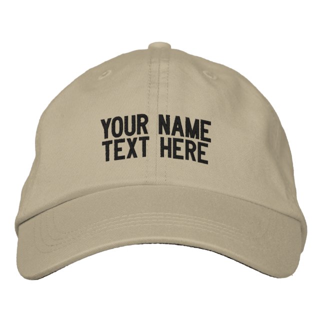 Benutzerdefinierter Textname Embromierte Hat-Vorla Bestickte Baseballkappe (Vorderseite)