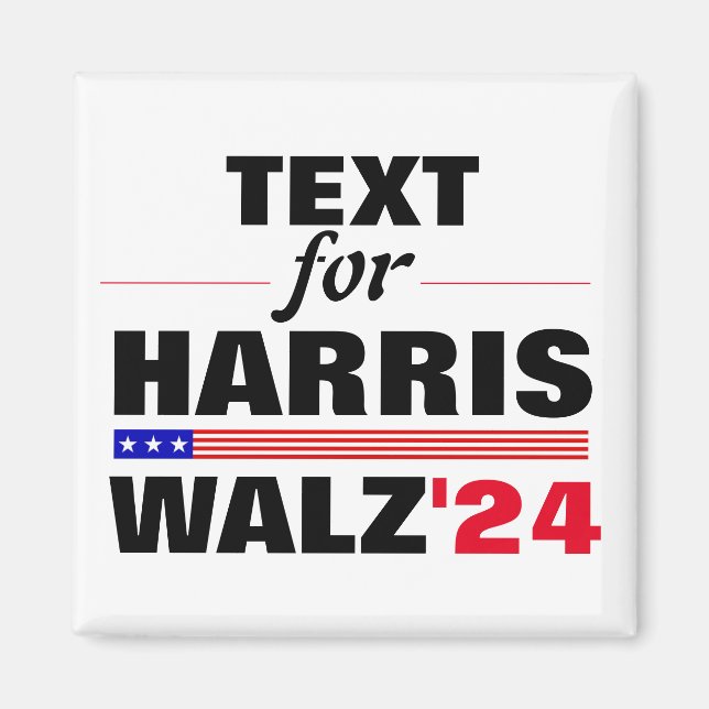 Benutzerdefinierter Textname für Harris Walz 2024  Magnet (Vorne)