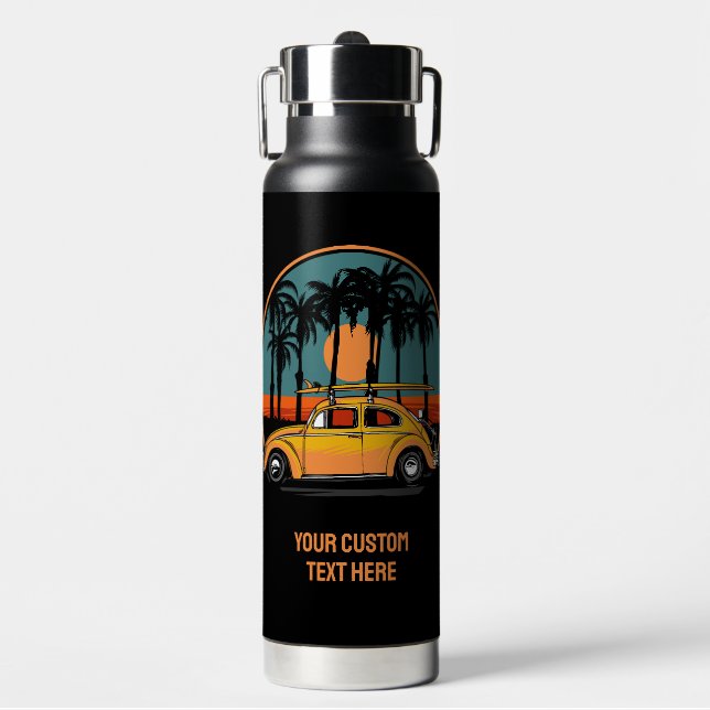 Benutzerdefinierter tropischer Surfer-Sonnenunterg Trinkflasche (Vorderseite)