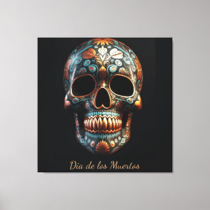 Benutzerdefinierter Türkis-Gold-Día-de-los-Muertos Leinwanddruck