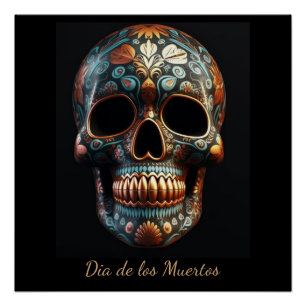 Benutzerdefinierter Türkis-Gold-Día-de-los-Muertos Poster