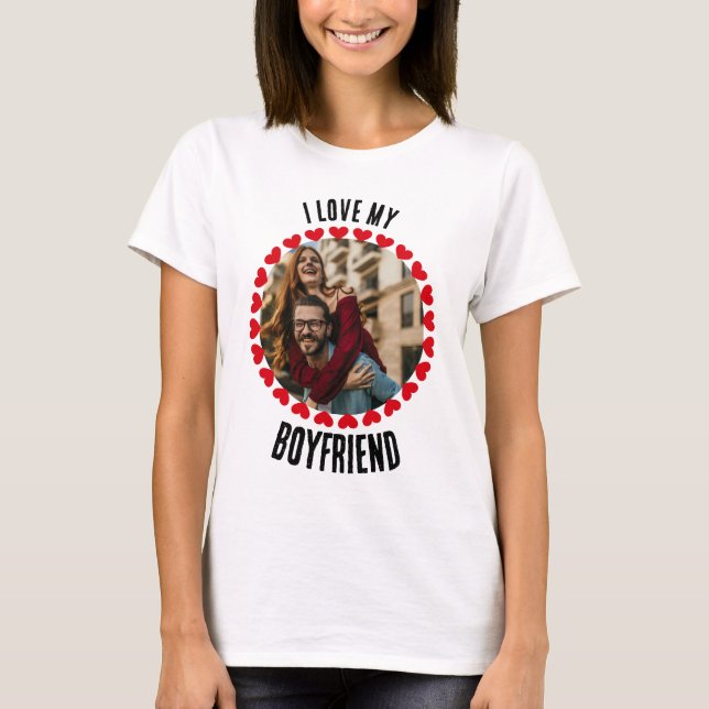 Benutzerdefinierter Valentinstag I Liebe Mein Freu T-Shirt (Vorderseite)