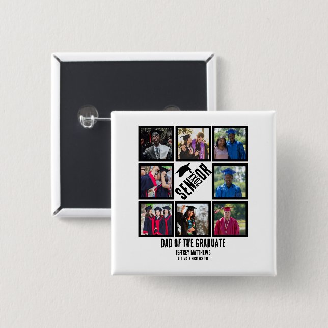Benutzerdefinierter Vater des Senior-Absolventen 8 Button (Vorne & Hinten)