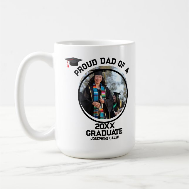 Benutzerdefinierter Vater eines Graduate-Fotos Kaffeetasse (Links)
