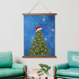 Benutzerdefinierter verschneiter Weihnachtsbaum-Wa Wandteppich Mit Holzrahmen