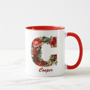 Benutzerdefinierter verzierter Monogramm C Weihnac Tasse