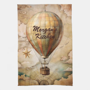 Benutzerdefinierter Vintage-Heißluftballon Antik Geschirrtuch