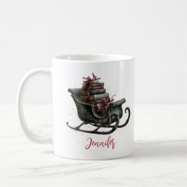 Benutzerdefinierter Vintage-Weihnachtsschlitten mi Kaffeetasse