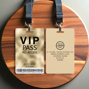 Benutzerdefinierter VIP All Access Goldfolien Badg Ausweis